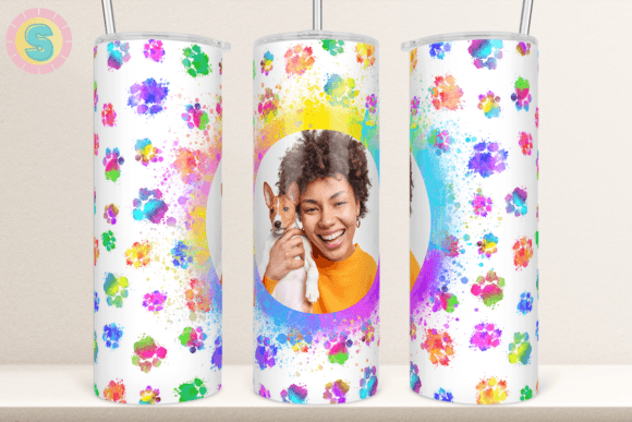 20Oz Dog Paw Photo Frame Tumbler Wrap