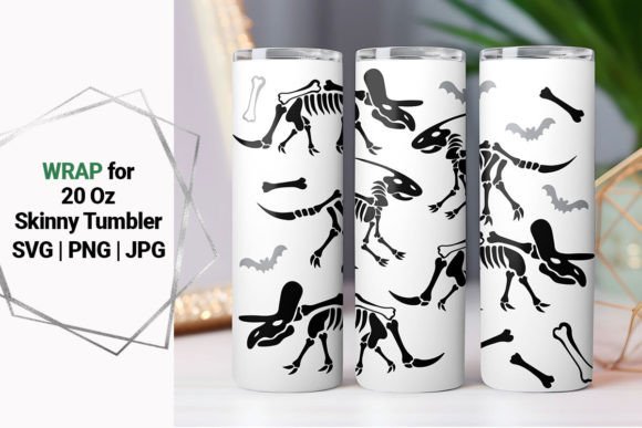 20oz Tumbler Dino Skeleton Wrap