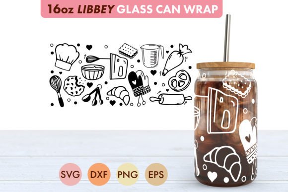 Baking SVG PNG 16 Oz Libbey Glass Can