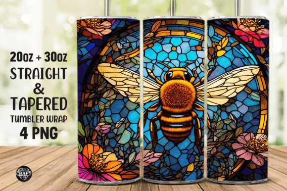 Bee Stained Glass Skinny Tumbler Wrap