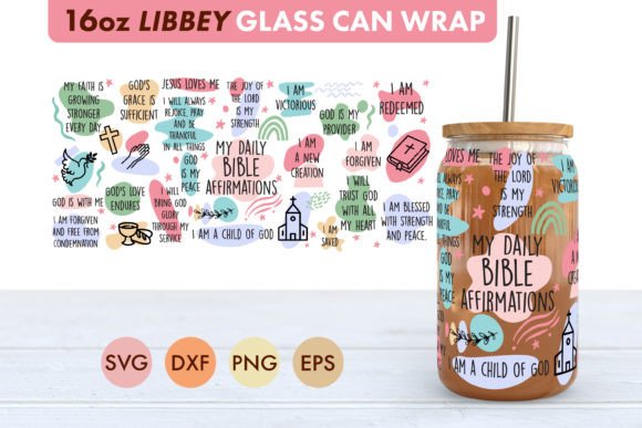 Bible Affirmations SVG 16oz Libbey Glass