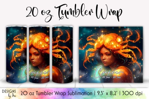 Cancer Zodiac Sign Tumbler Wrap 20 Oz