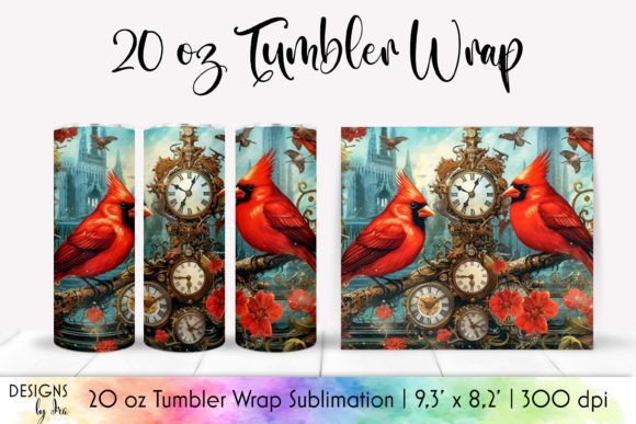 Cardinal Birds Steampunk Tumbler Wrap