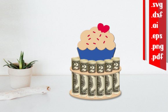 Cup Cake Money Cake Holder Paper Cut