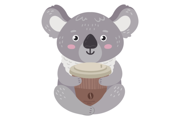 Cute Koala with Coffee Cup