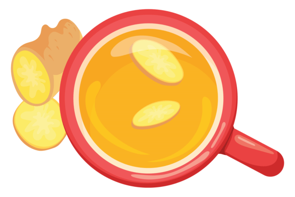 Ginger Tea Icon. Hot Healthy Homemade Dr