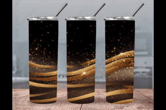 Gold Black Glitter Tumbler Wrap