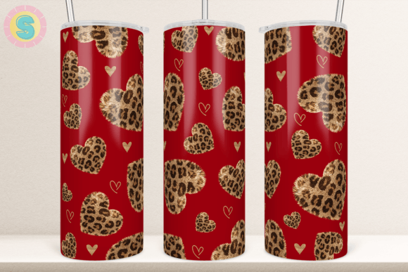 Leopard Fur Heart Valentine Tumbler Wrap