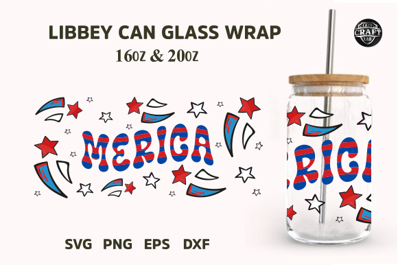 Libby Glass Can Merica SVG, 4th of July