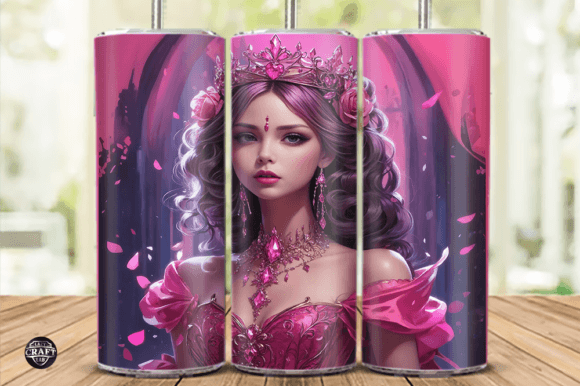 Pink Princess Tumbler Wrap 20oz Skinny