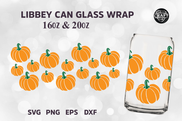 Pumpkin Libbey Can Glass SVG 16oz Wrap
