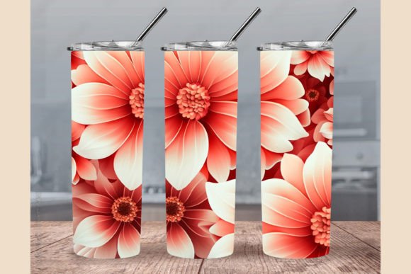 Red and White Flower Tumbler Wrap