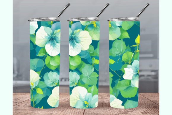 Seamless Hibiscus Green Flower Tumbler