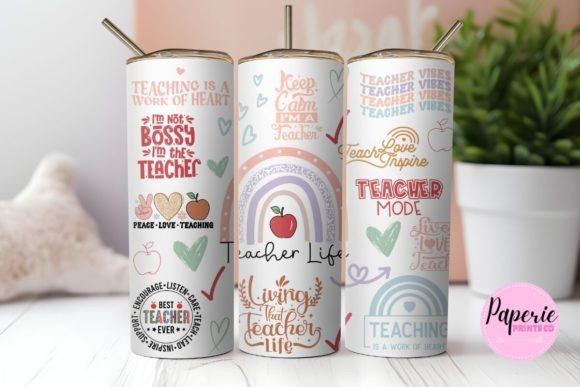 Teacher 20 Oz Skinny Tumbler PNG