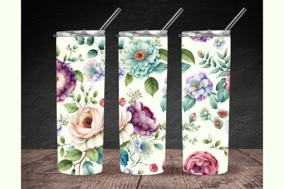 Watercolor Flower Tumbler Wrap