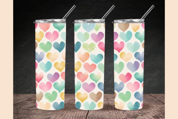 Watercolor Heart Tumbler Wrap, Heart PNG